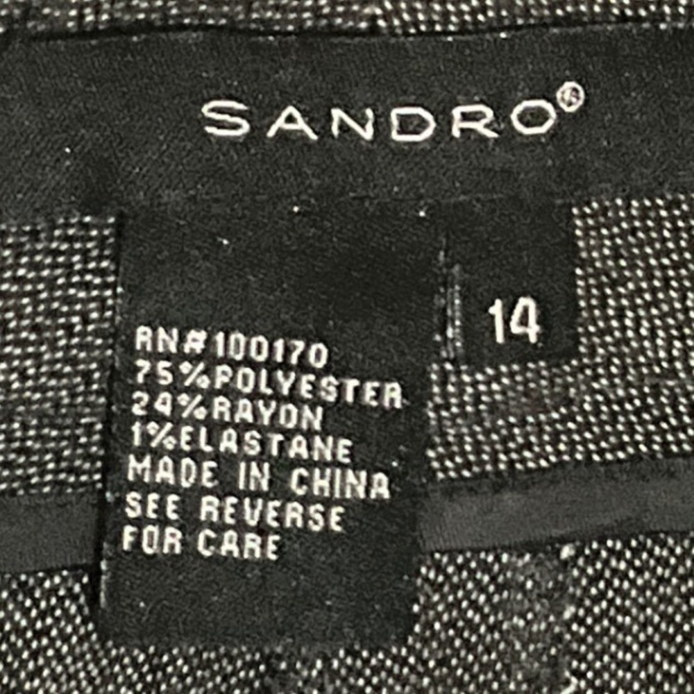 Sandro Paris Charcoal Tweed Straight Leg Career Office Pants Women 14W Plus Size - Picture 5 of 7